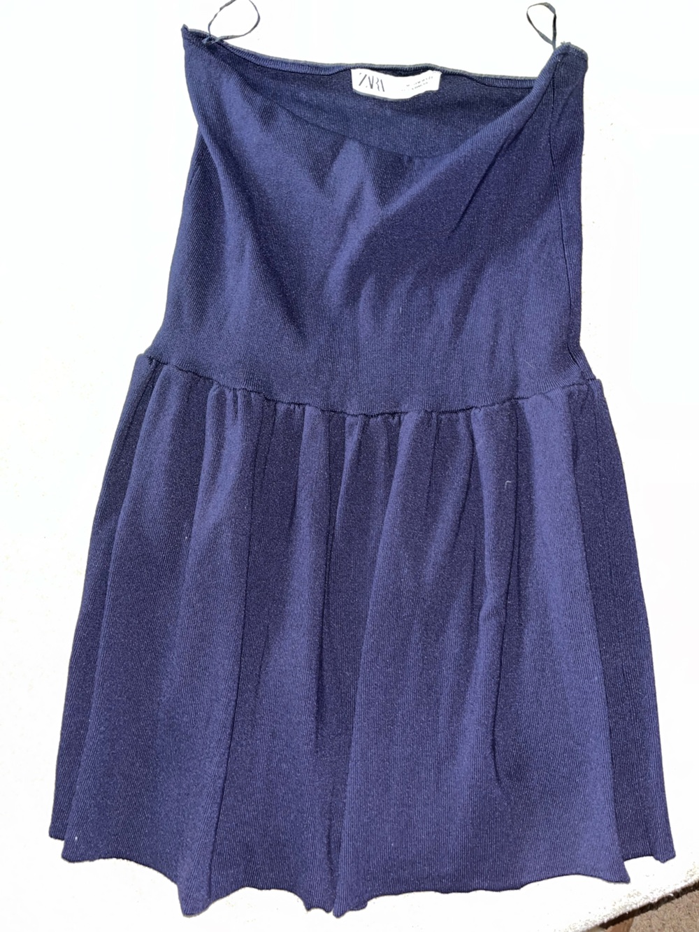 Zara Dark Blue A-Line Pleated Top
